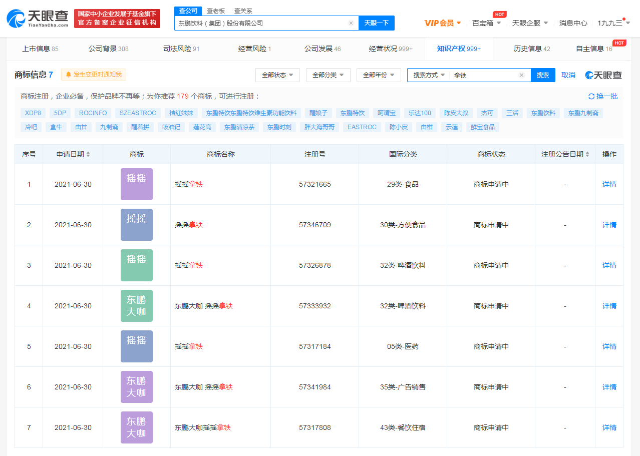 東鵬特飲注冊搖搖拿鐵商標，企業注冊商標有什么好處？