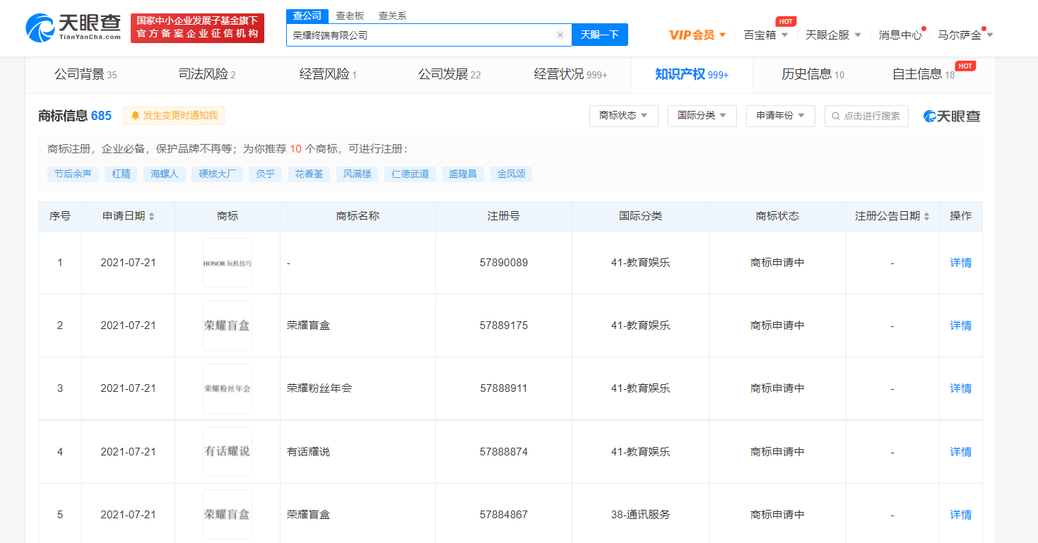 榮耀申請榮耀盲盒商標，注冊商標的好處和作用是什么？