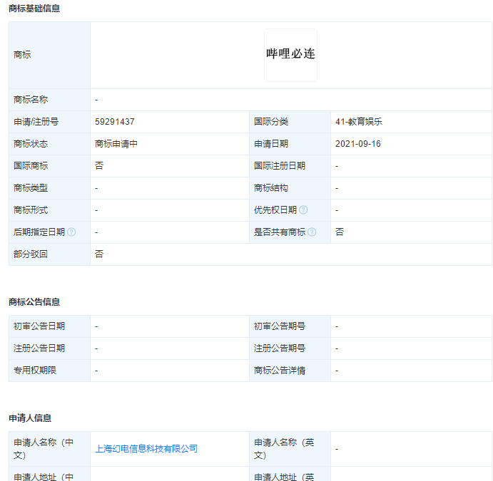 B站關聯公司注冊“嗶哩必連”商標，商標注冊需要多少時間才能辦下來？