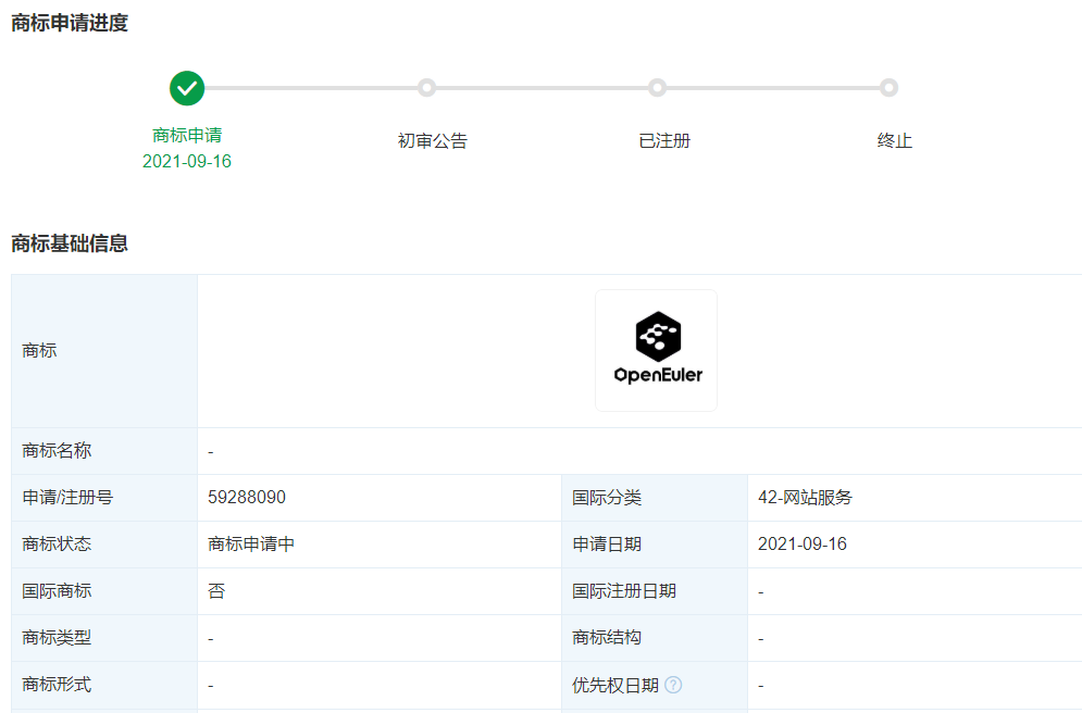 openEuler歐拉操作系統將于9月25日發布，歐拉操作系統商標申請中！