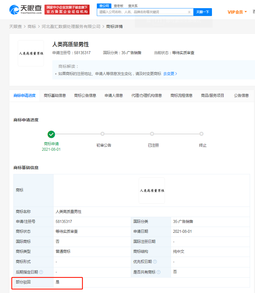 人類高質(zhì)量男性商標(biāo)申請(qǐng)被駁回，商標(biāo)是否注冊(cè)查詢有什么意義？