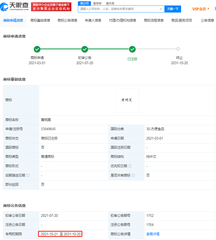 黃明昊姓名商標注冊成功，名人姓名商標如何保護？