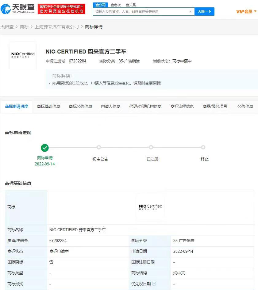 蔚來申請注冊官方二手車商標，商標設計有哪些注意事項？