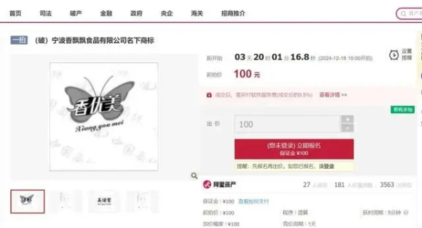知名“奶茶”公司破產，名下商標被100元起拍